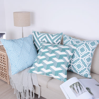 Minimalist Blue Geometrical Image Pillowcase